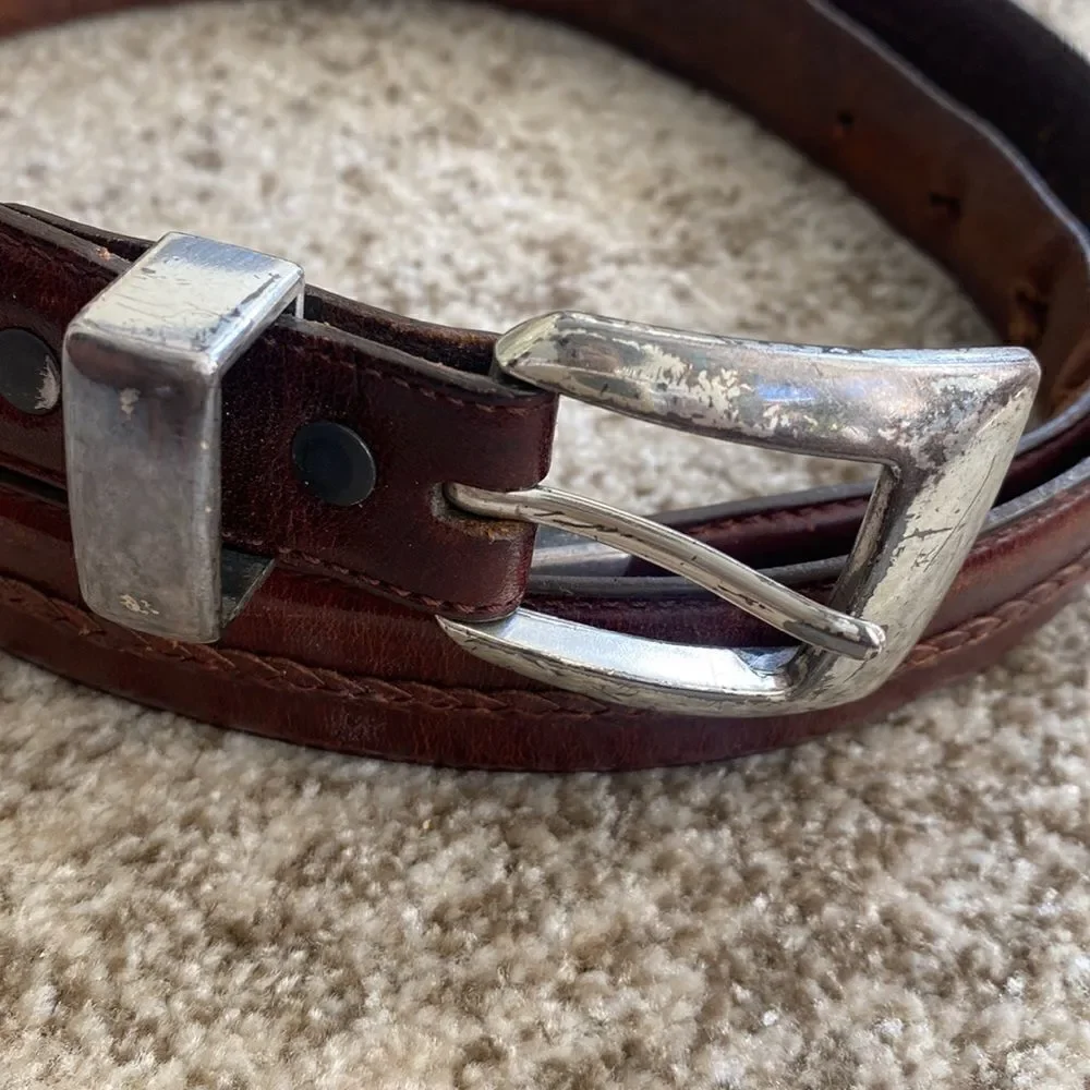 Onyx by Brighton Toronto Taper Leather Belt Brown 44